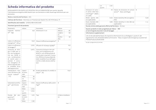 AEG Series 6000 L6FBA51480 washing machine Front-load 8 kg 1400 RPM White