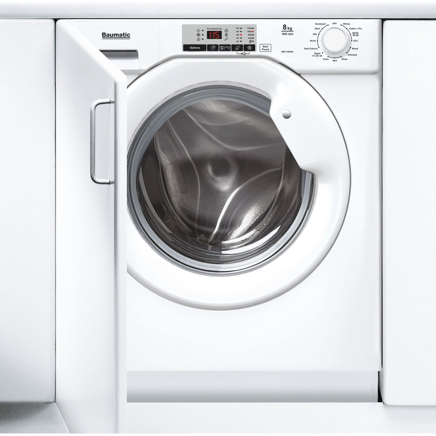 Baumatic BWI148D4E Integrated 8kg Washing Machine with 1400 rpm - White - D Rated